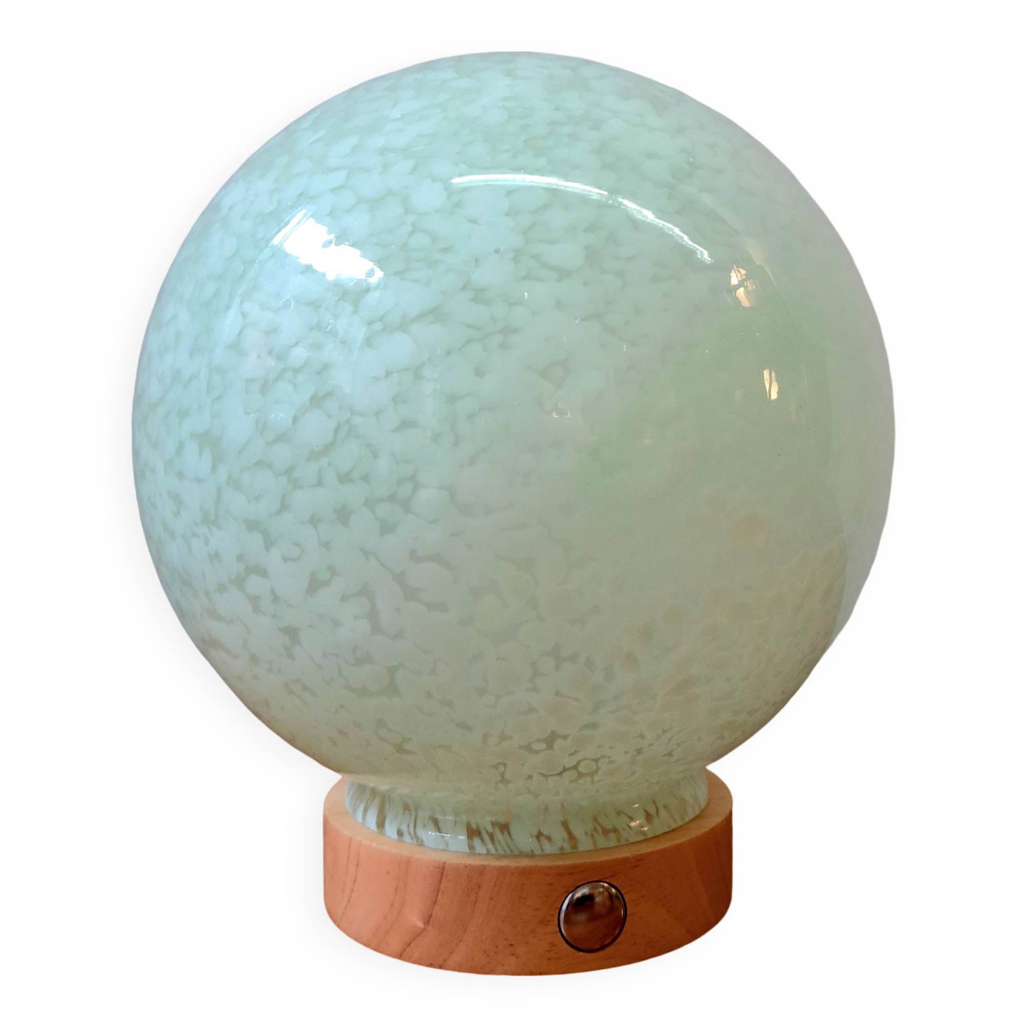 Lampe à poser verre de Clichy vert d'eau