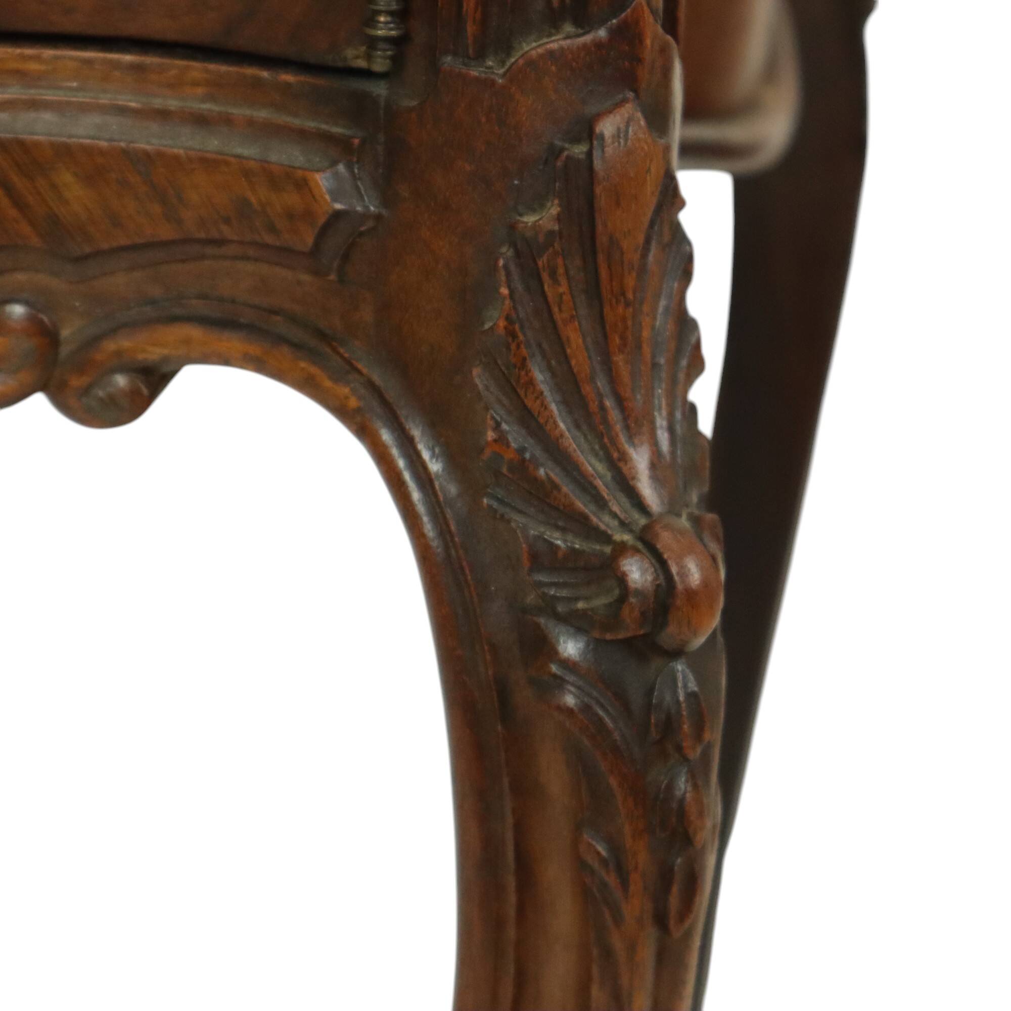 Antique Bombed Bedside Table Marble Louis XV Late 19th Century