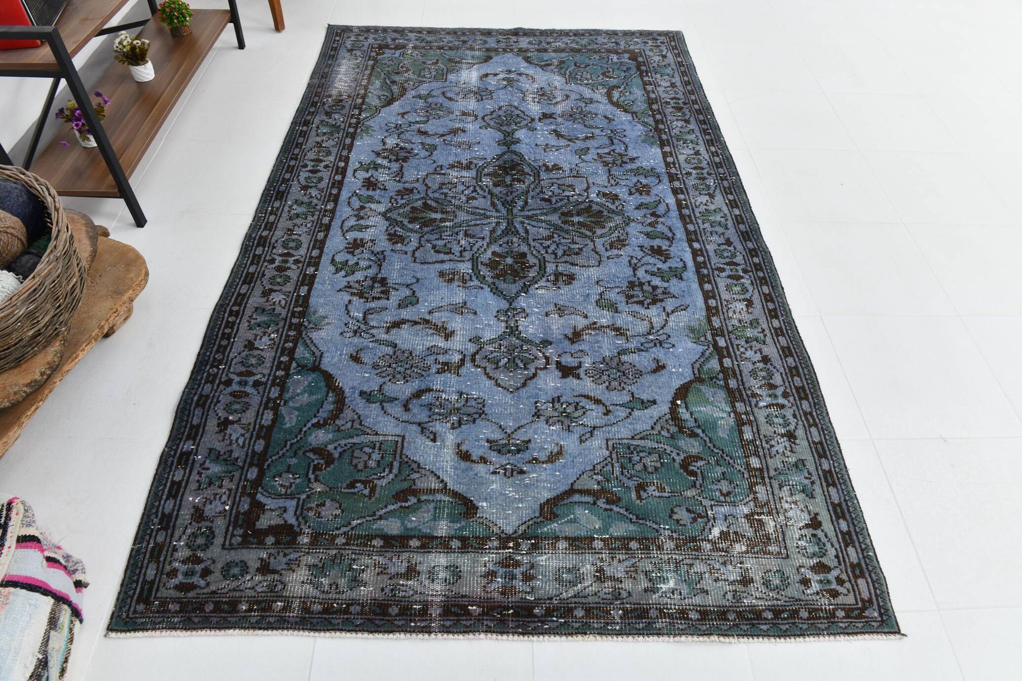 Tapis persan oriental bleu 5x8 153x253 cm SK 23247