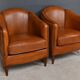 Pair of Solange club armchairs in sheepskin leather – reproduction