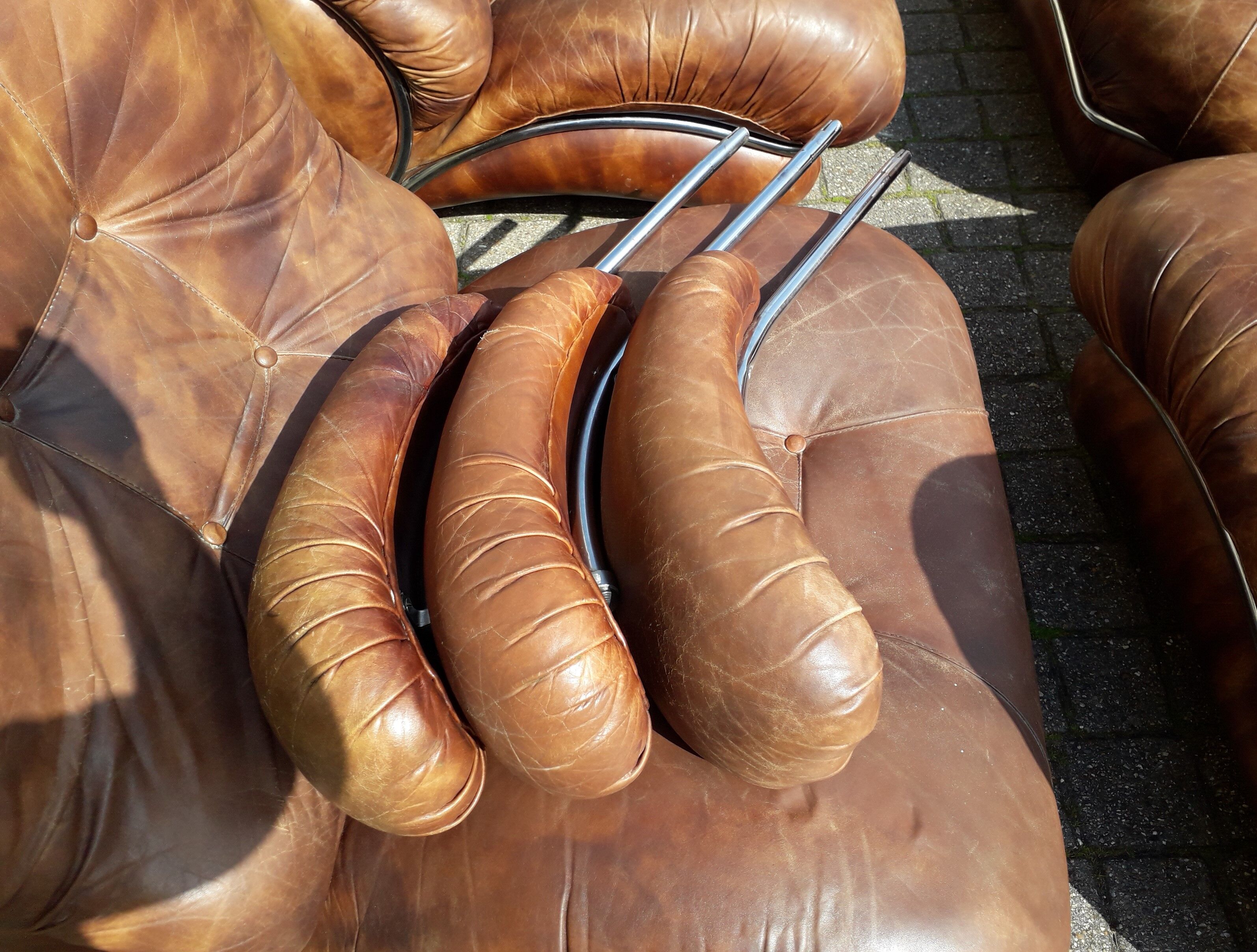 full leather sofa IPE spa Italian design 70s