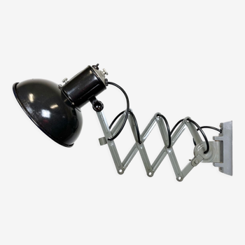 Industrial  black enamel scissor wall lamp, 1950s