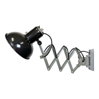 Industrial  black enamel scissor wall lamp, 1950s