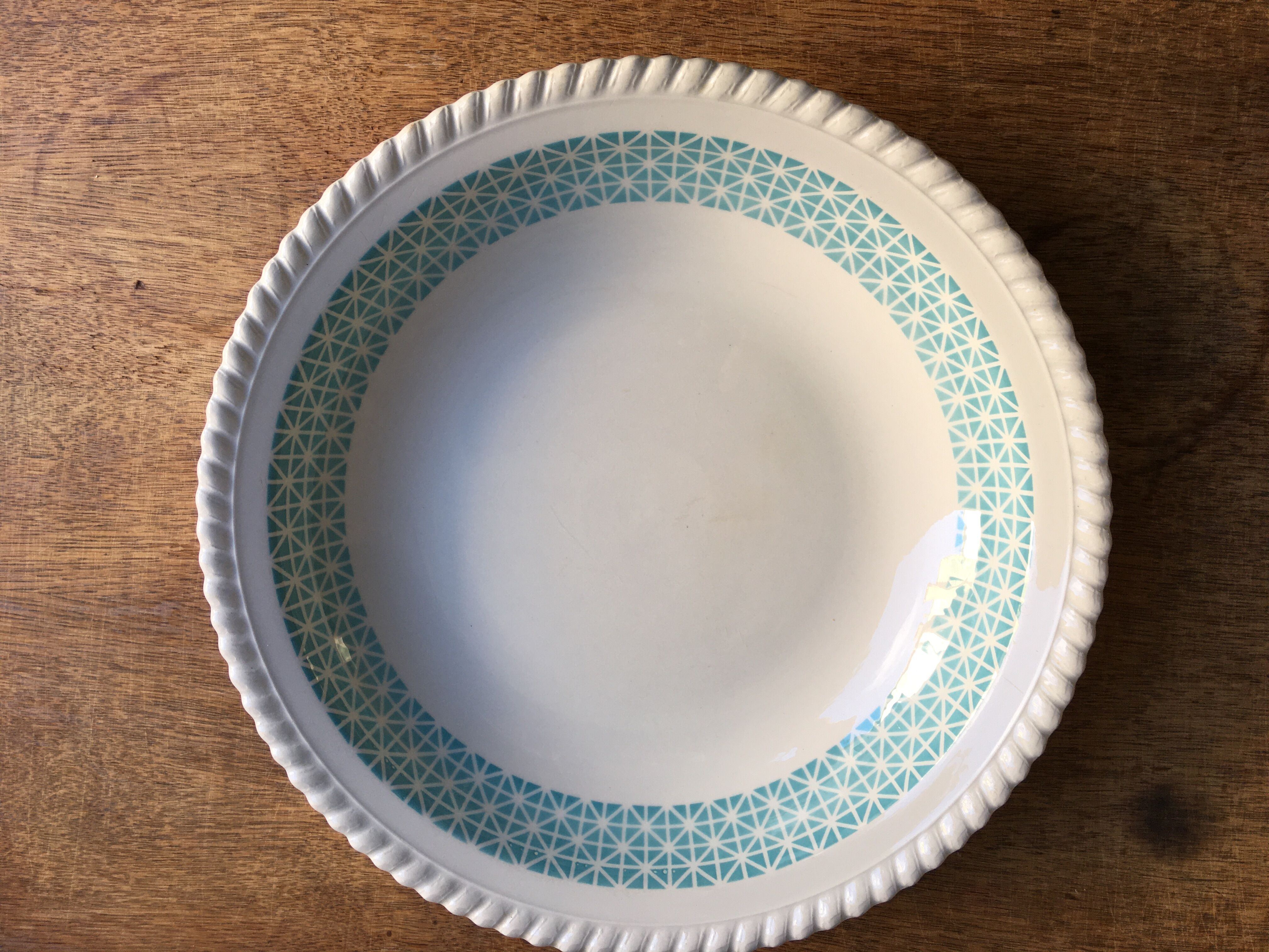 White and turquoise hollow dish