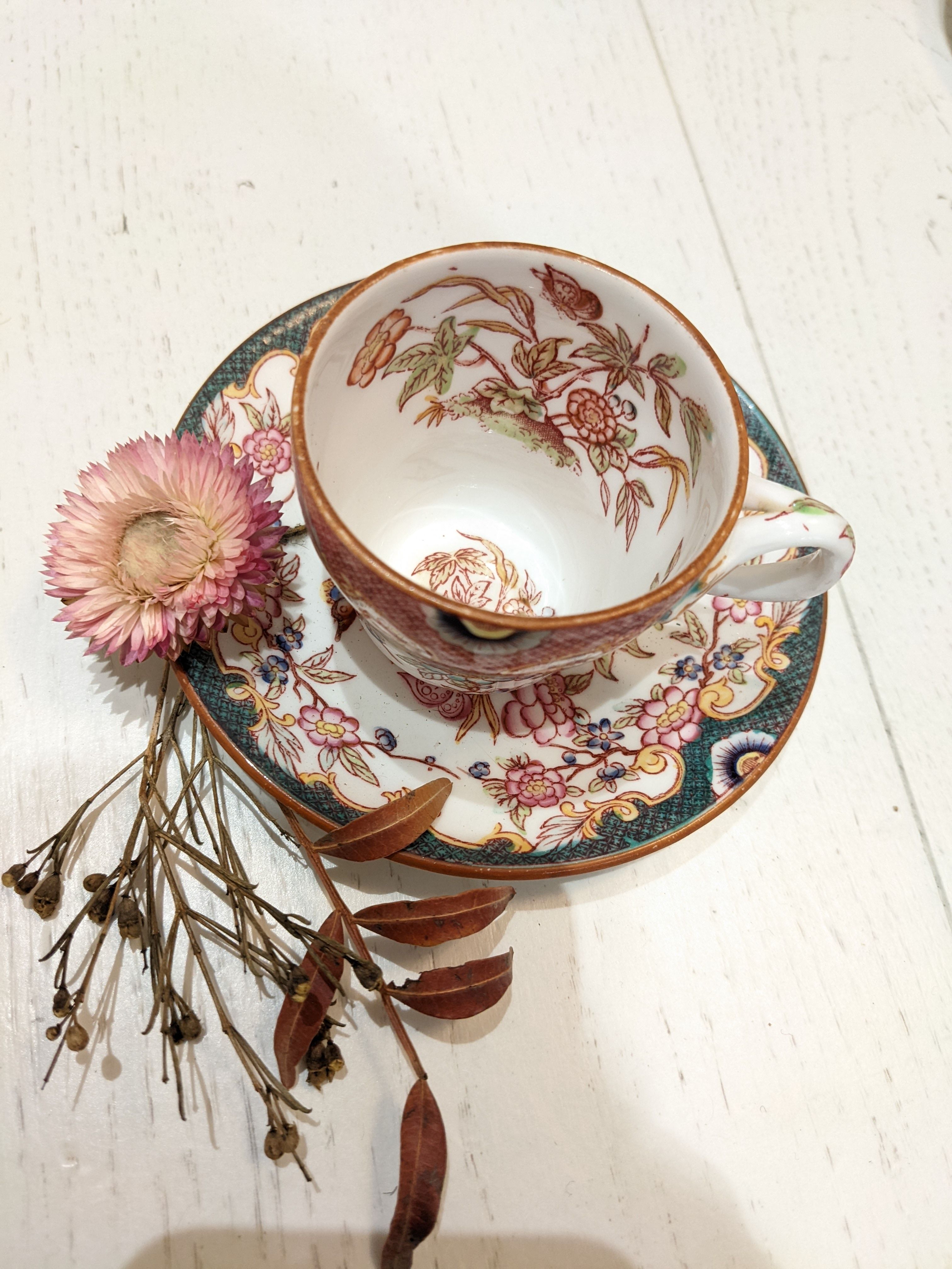 Cups and saucers fine porcelain Sarreguemines old