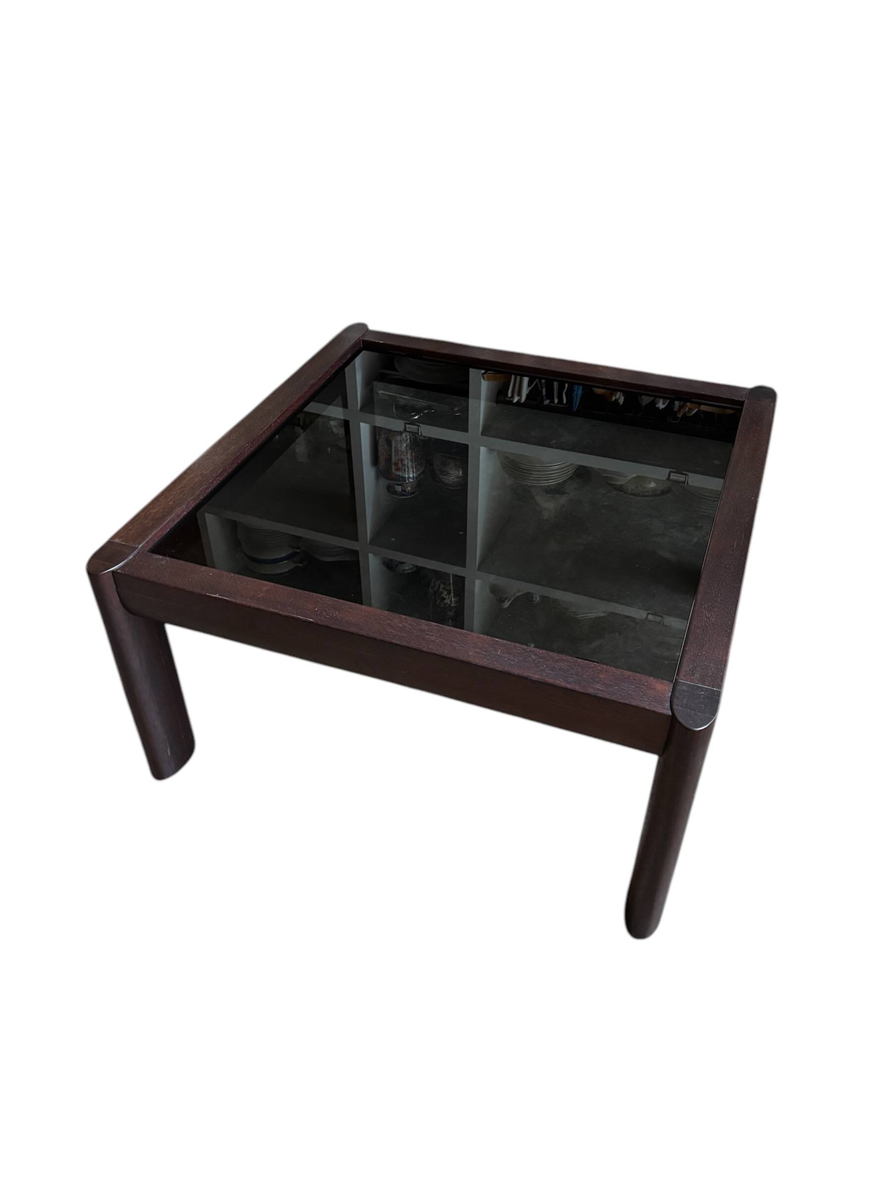 Teak and smoked glass coffee table produced by Ekornes, Denmark