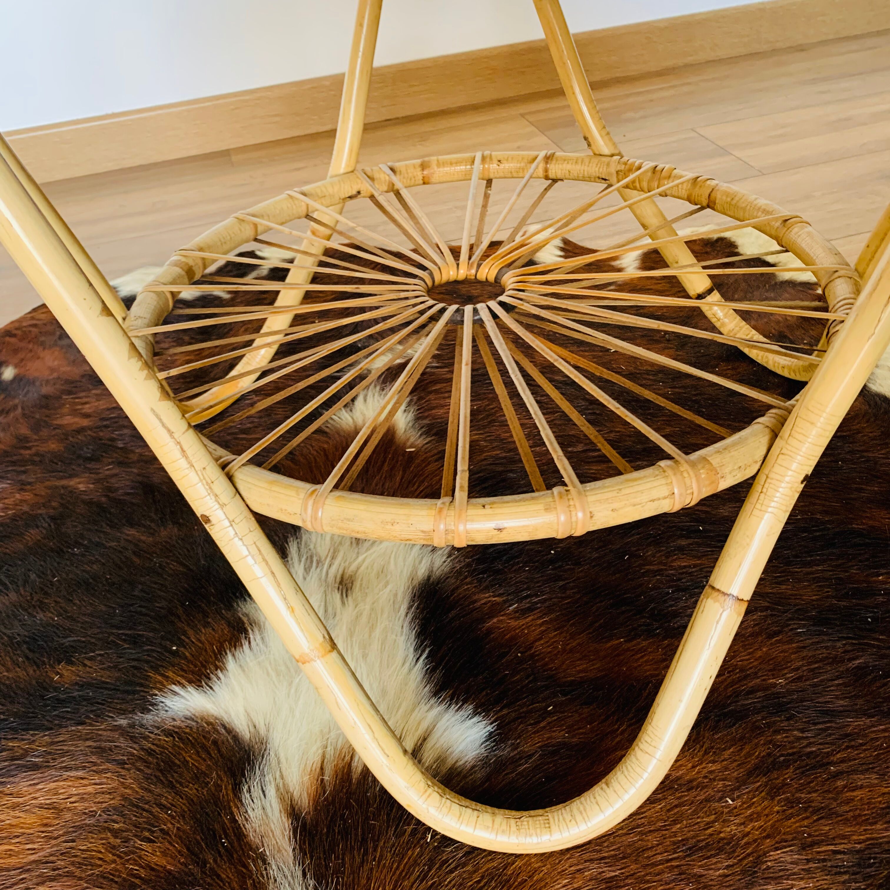 Rattan tripod coffee table