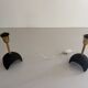 Pair of mid-century bedside lamps in brass and black metal, 1960, Italy