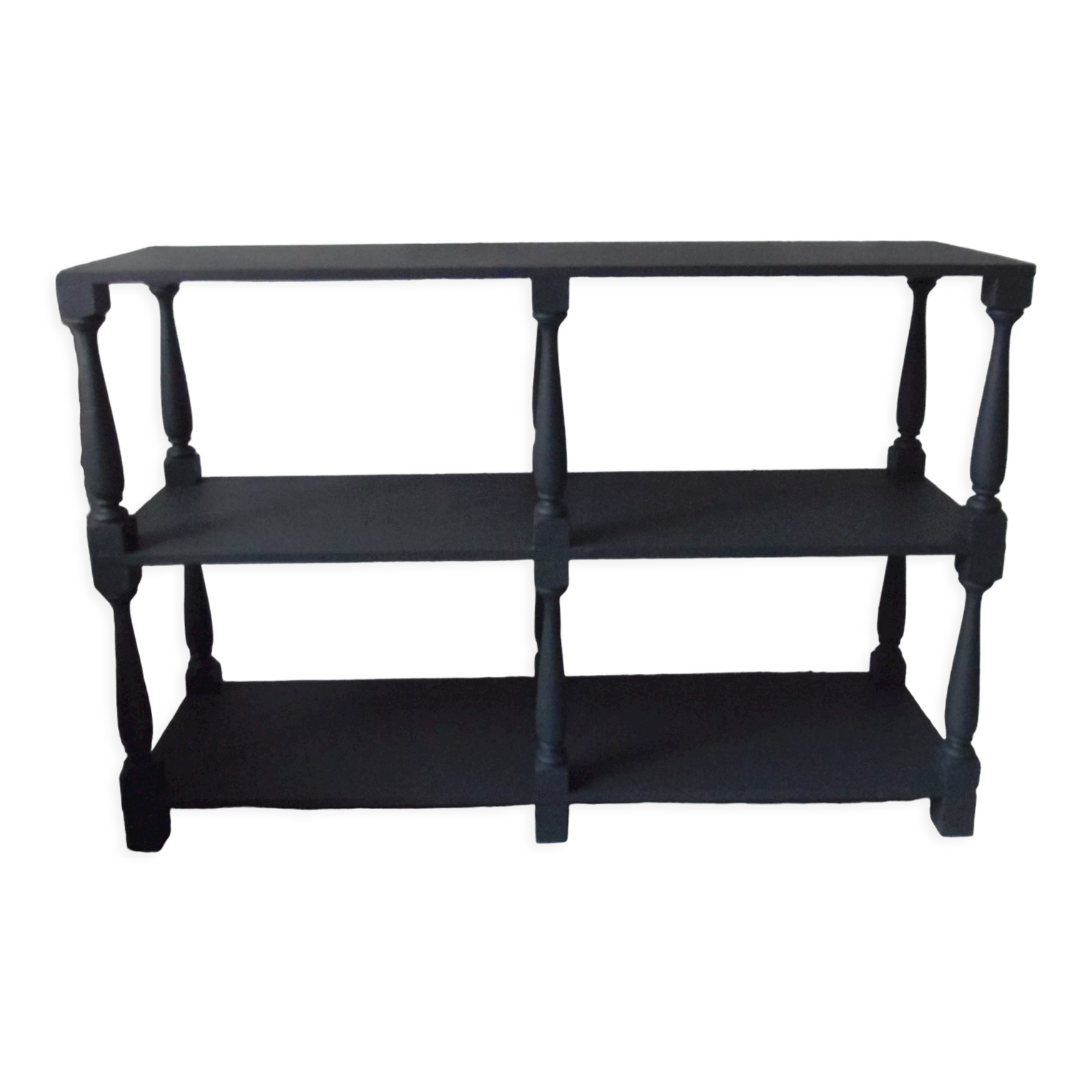 Console, bookcase, vintage slate grey dresser, 2 shelves