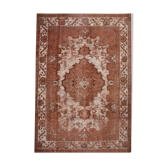 Overdyed handmade persian rust brown wool area rug - 241x342cm