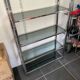 Display bookshelf modular wall shelf glass and chrome vintage 1970s