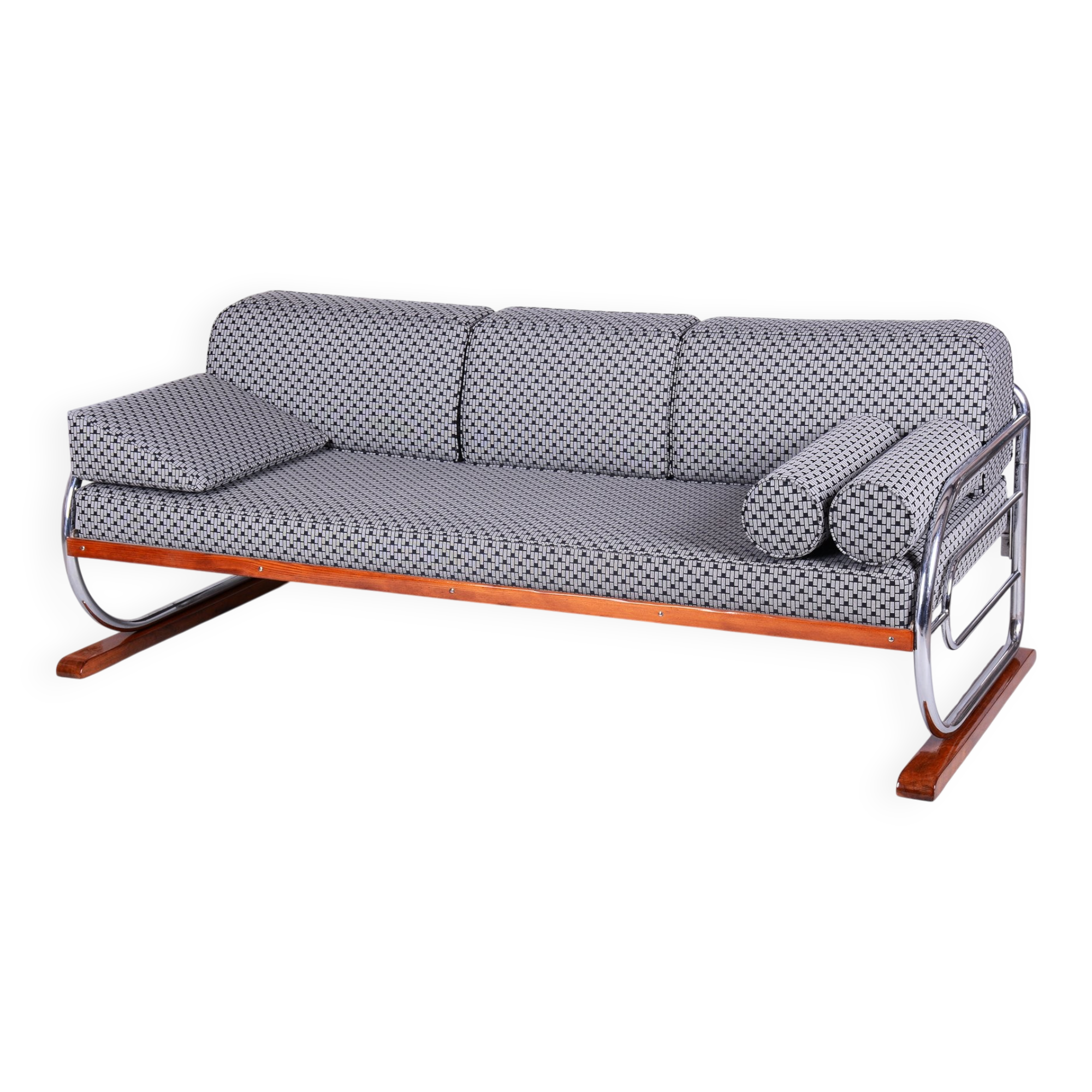 Bauhaus Sofa in Chrome and Beech from Robert Slezak, Czech, 1930s