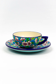 Cup and saucer "apple blossom" D188, Longwy enamels, 1930