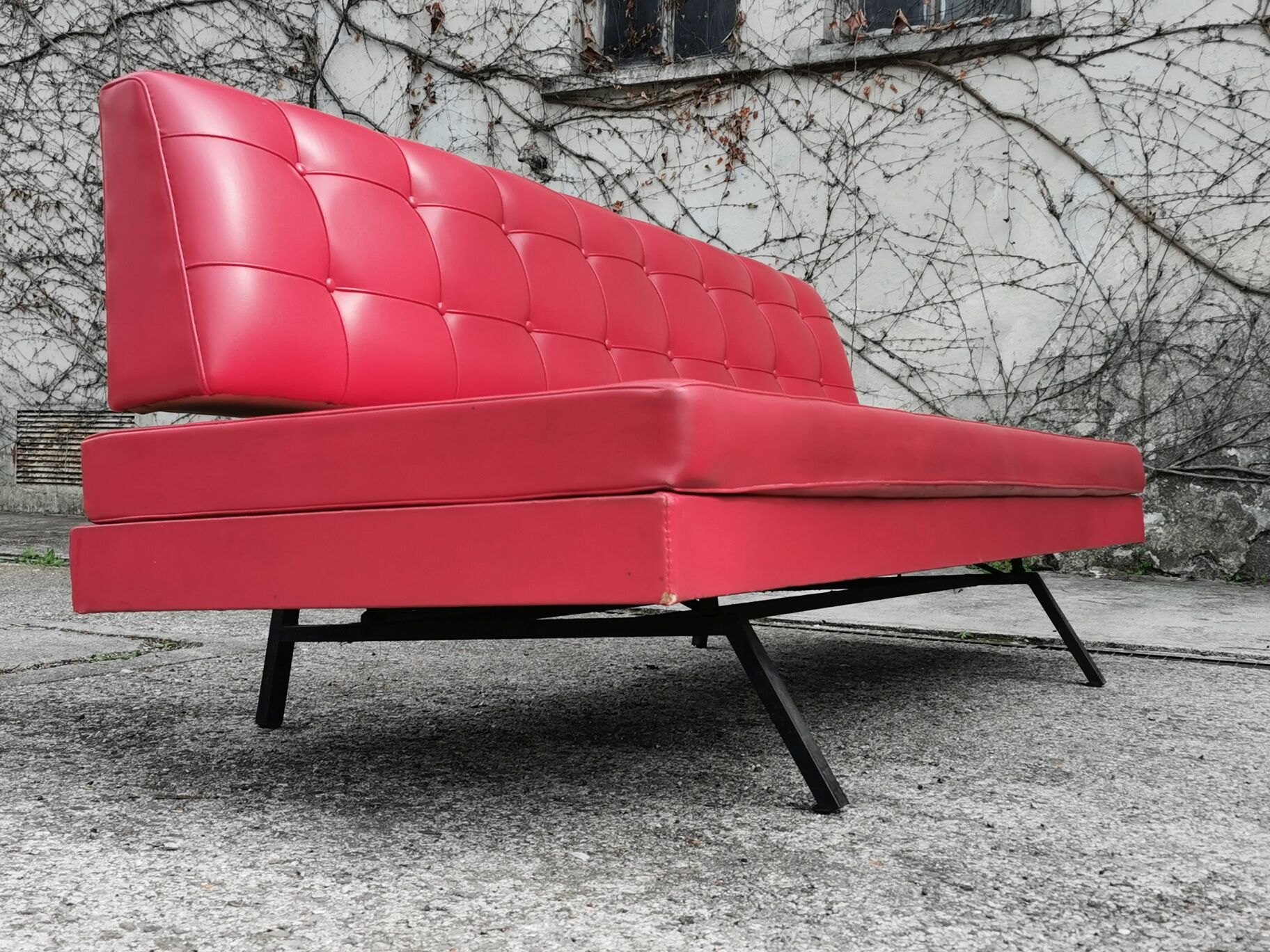 Red leatherette sofa, 1970s