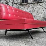 Red leatherette sofa, 1970s