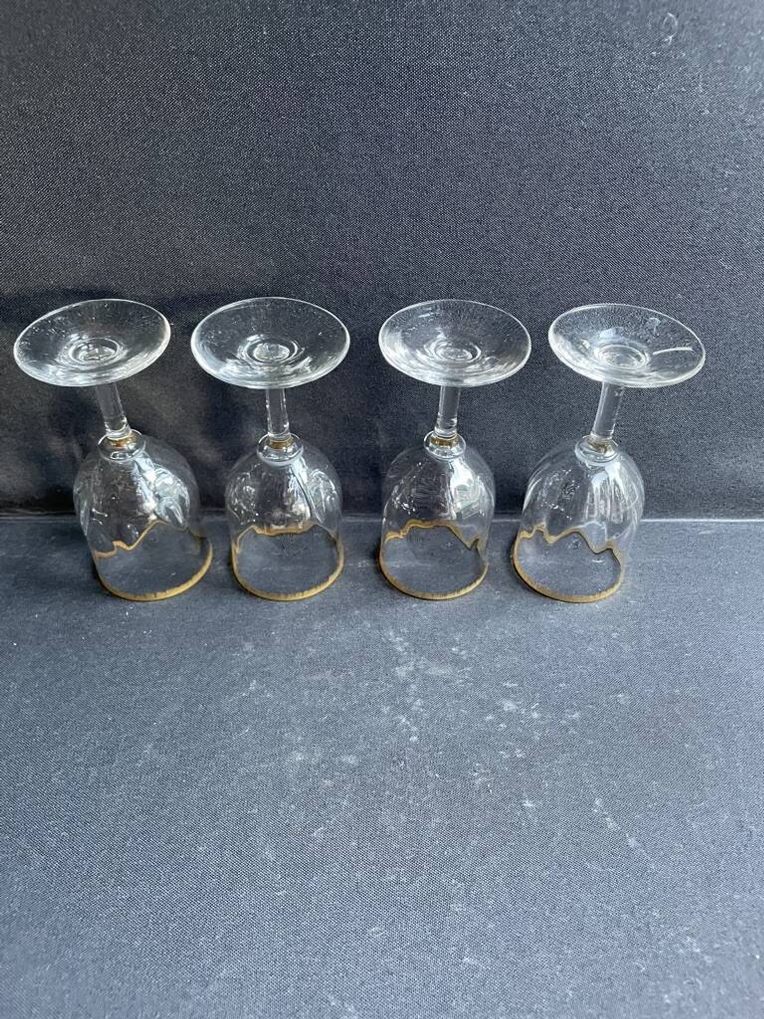 4 Verres à porto Daum putoisés or