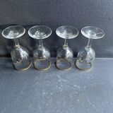 4 Verres à porto Daum putoisés or