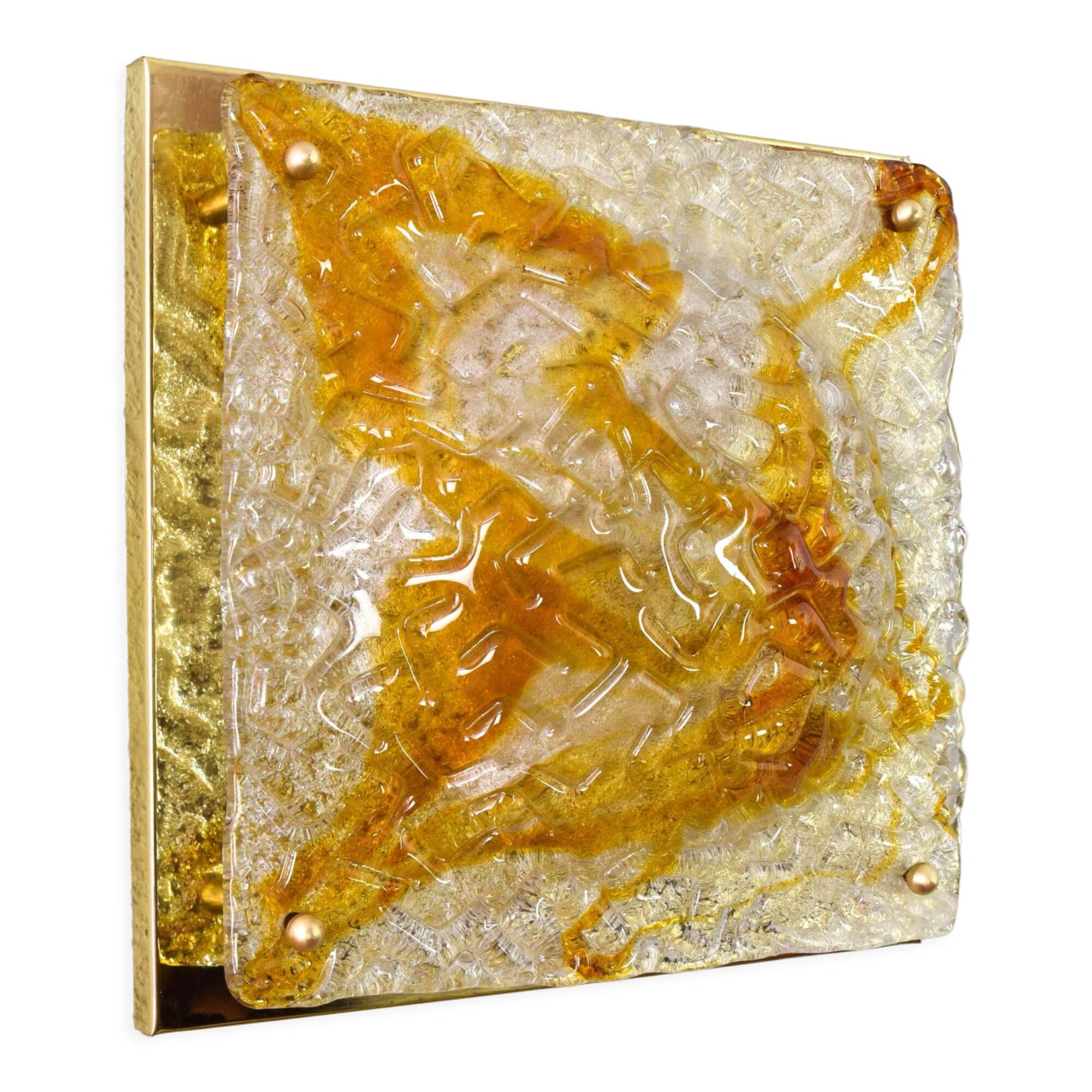 Mazzega Murano glass and brass wall lamp from the 60s