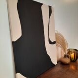 Beige and black abstract painting