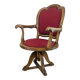 Vintage captain's chair in wood and garnet fabric — a seat with character
