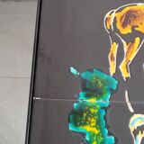 Vintage 1950 coffee table side table ceramic & metal hunting