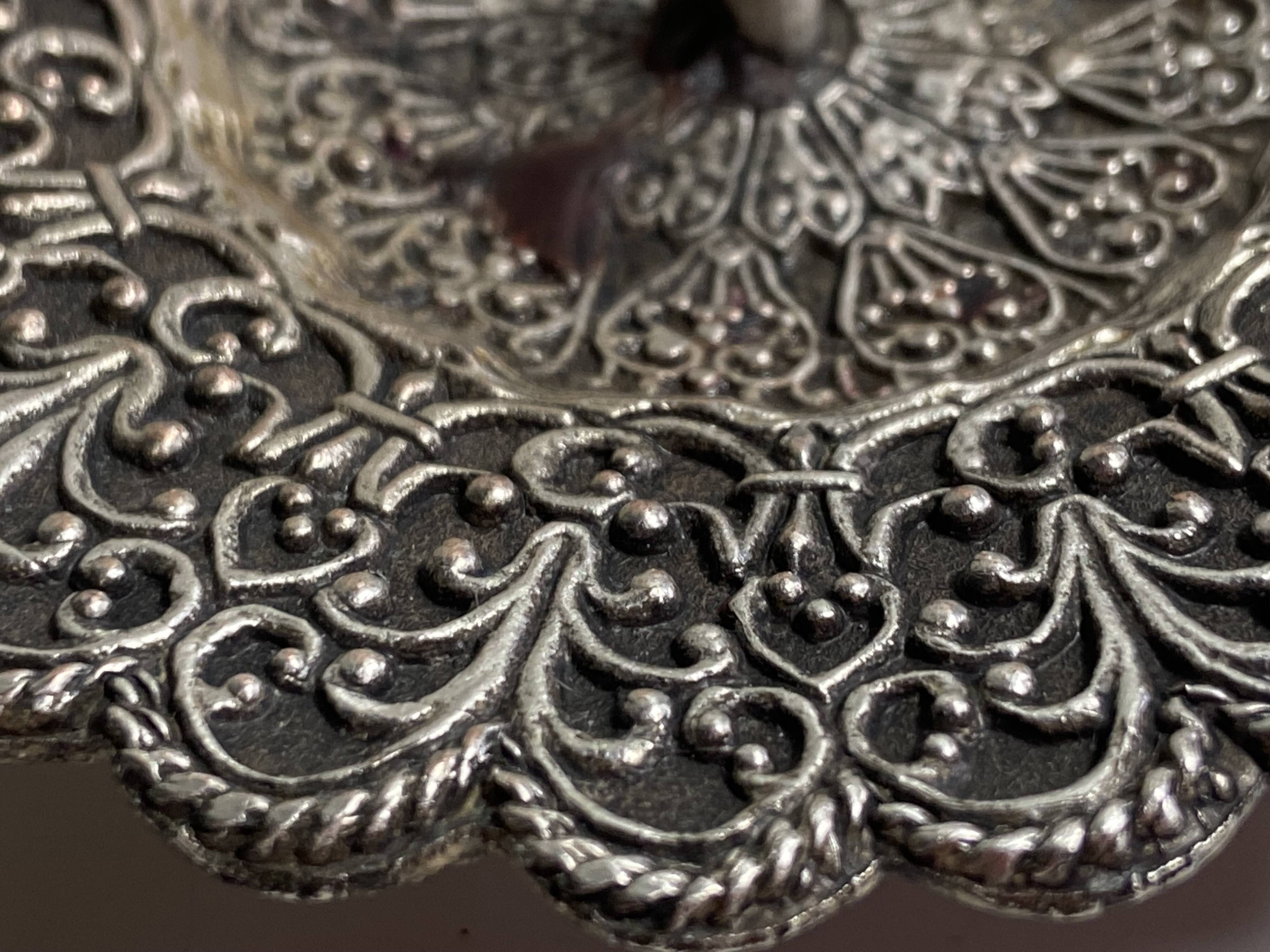 Antique Small Table Candlestick Holder Silver Plated Bronze Chiseled France