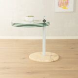 Sculptural side table from the 1980s with swiveling glass plates and a solid marble base