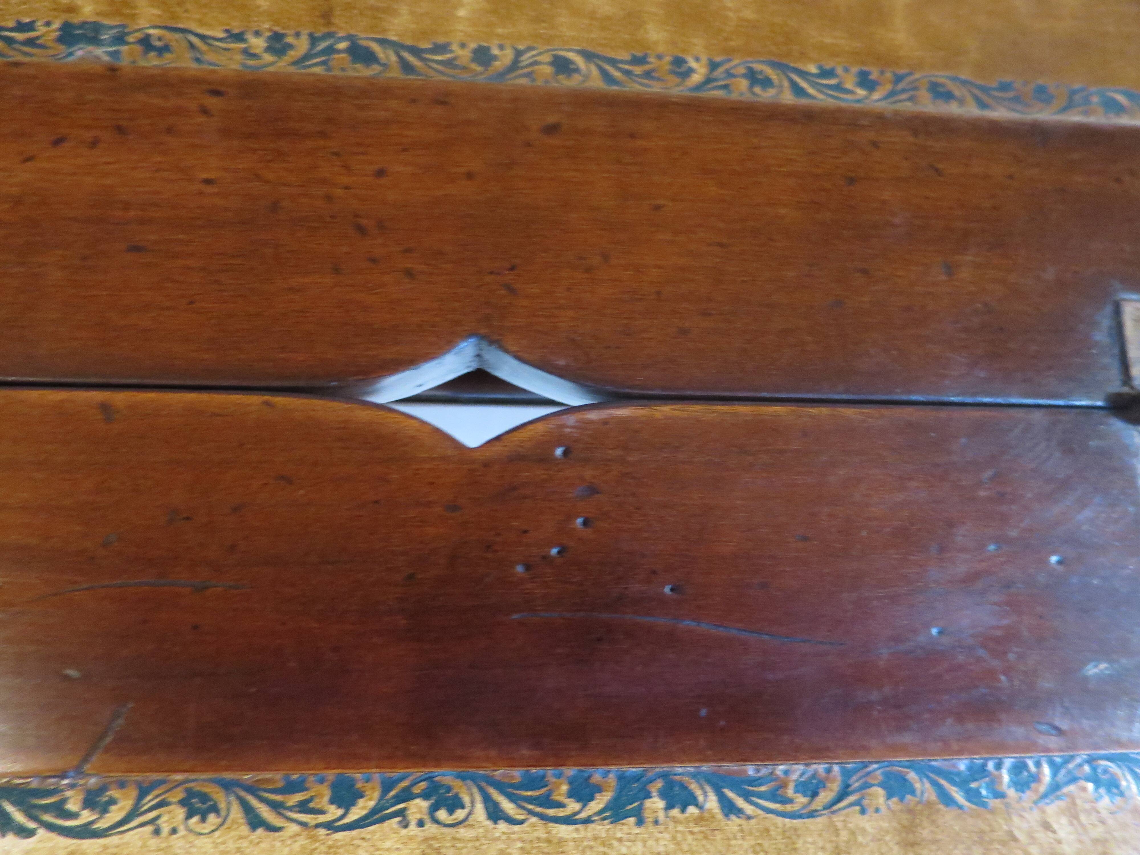 Secretary with mechanism - 4 secret drawers - lock - marquetry chessboard - 1950