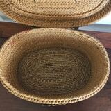 Chinese wicker and brass basket