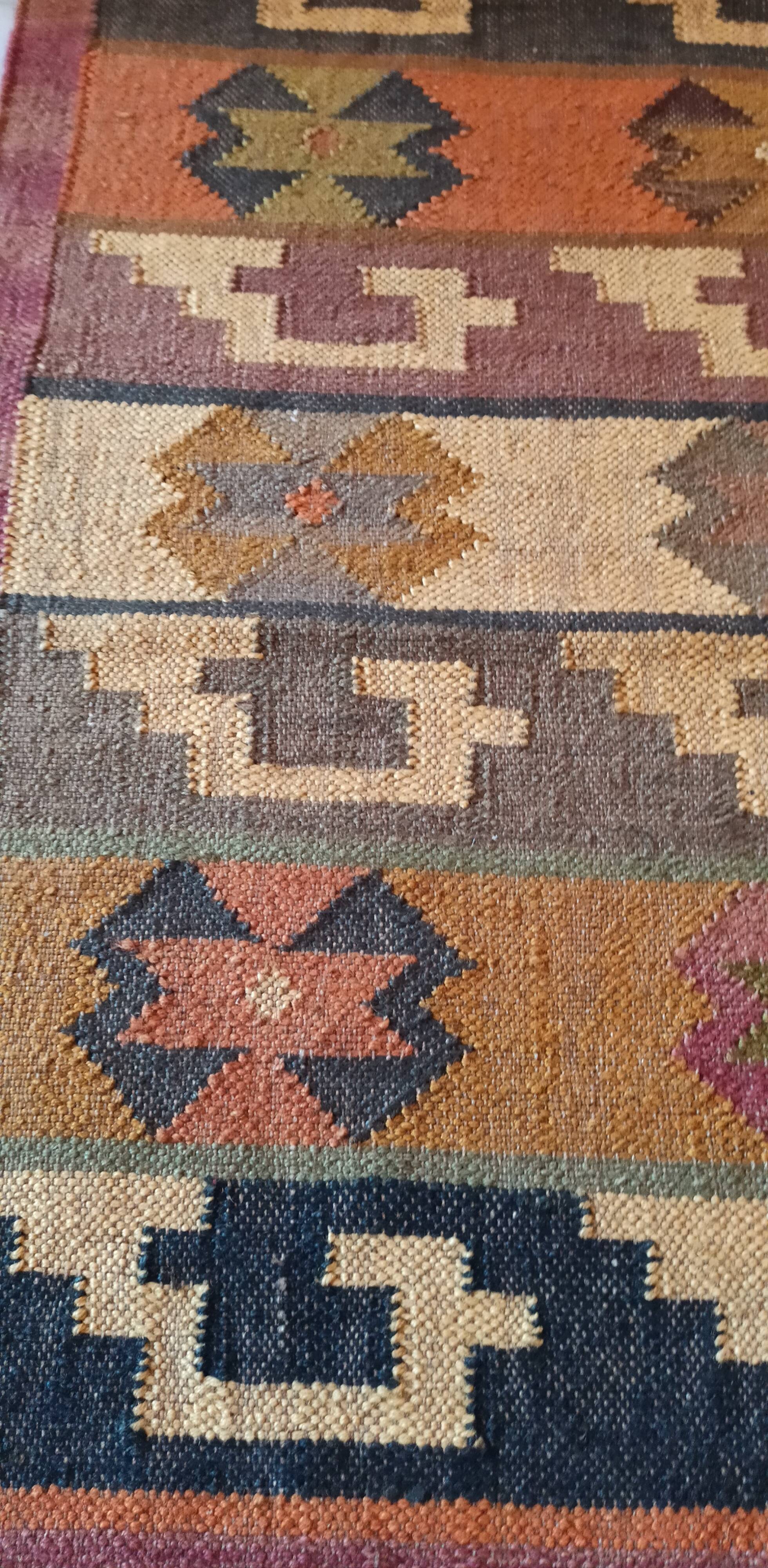 Kilim cotton and burlap carpet - 120x190cm
