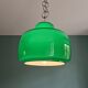 Large vintage pendant lamp in green opaline, 1970s