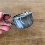 2 small porcelain cups and their pewter cup holders