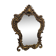 Victorian style table mirror. Decor Rinceaux, curved foot. In bronze patina old gold. 27 x 20 cm