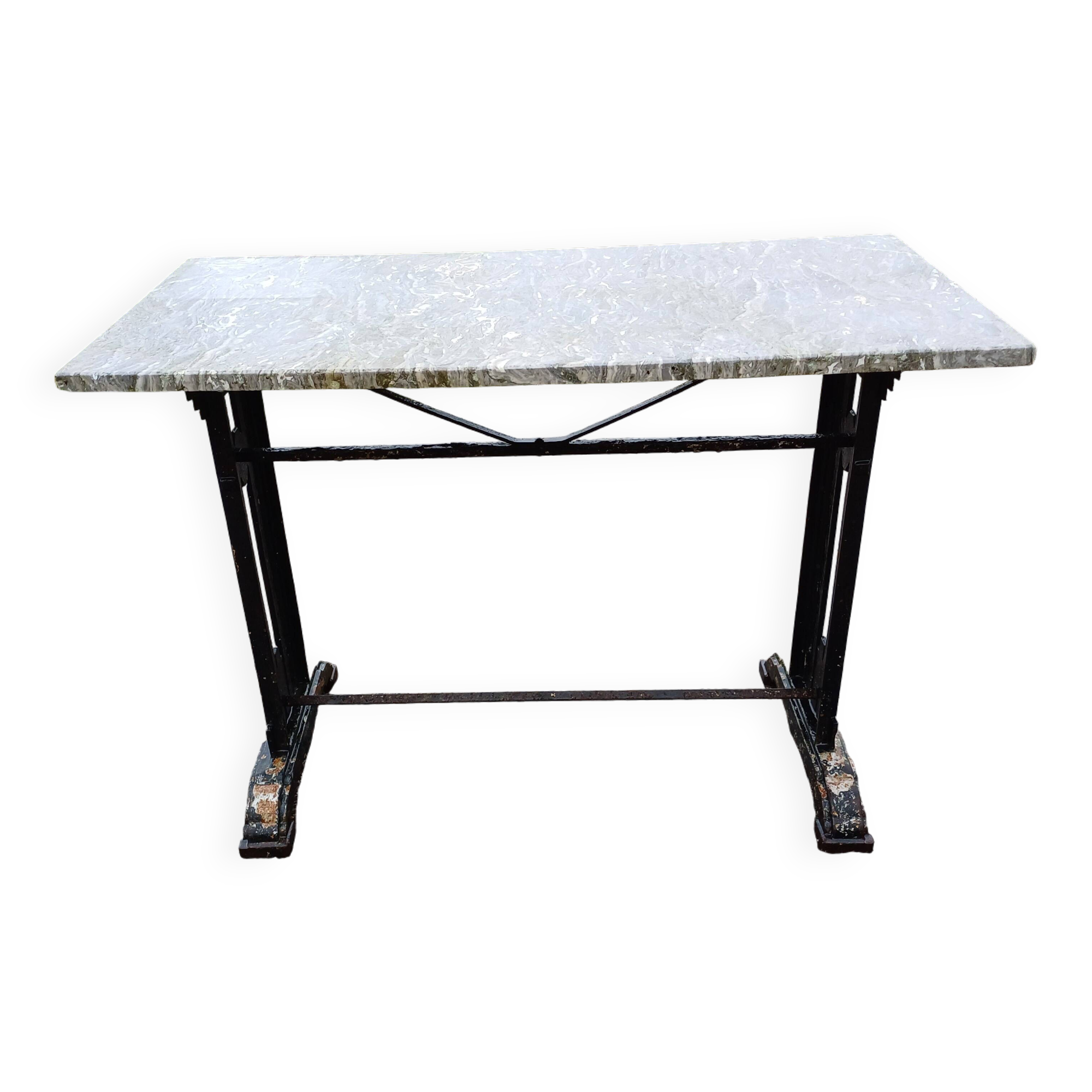 Art Deco Cast Iron and Marble Bistro Table