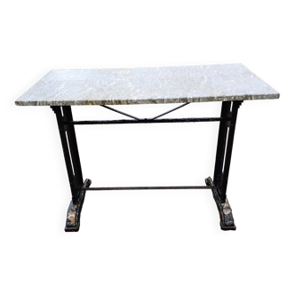 Art Deco Cast Iron and Marble Bistro Table