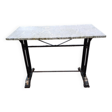 Art Deco Cast Iron and Marble Bistro Table