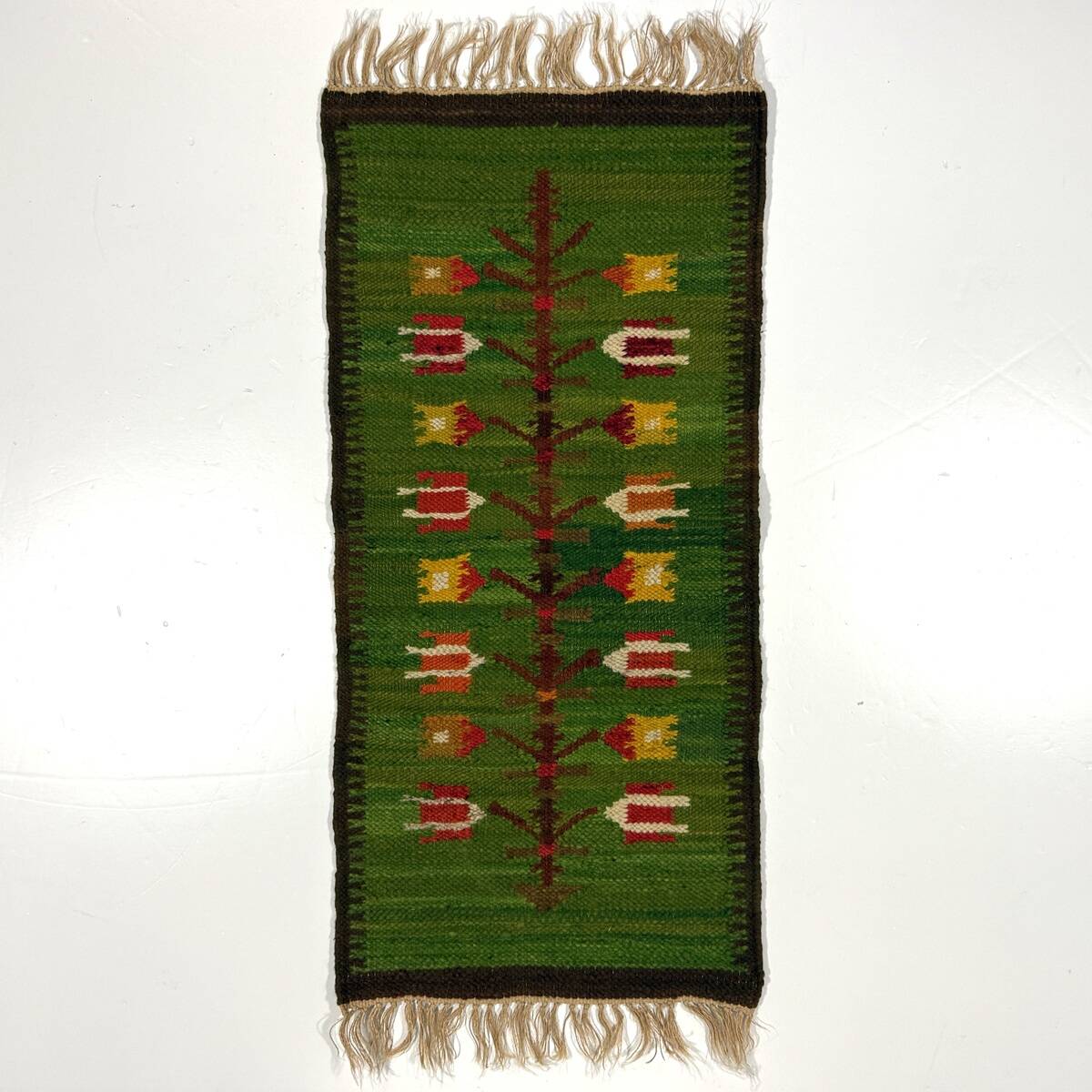 Woolen kelim wall hanging table runner Poland 1970’s