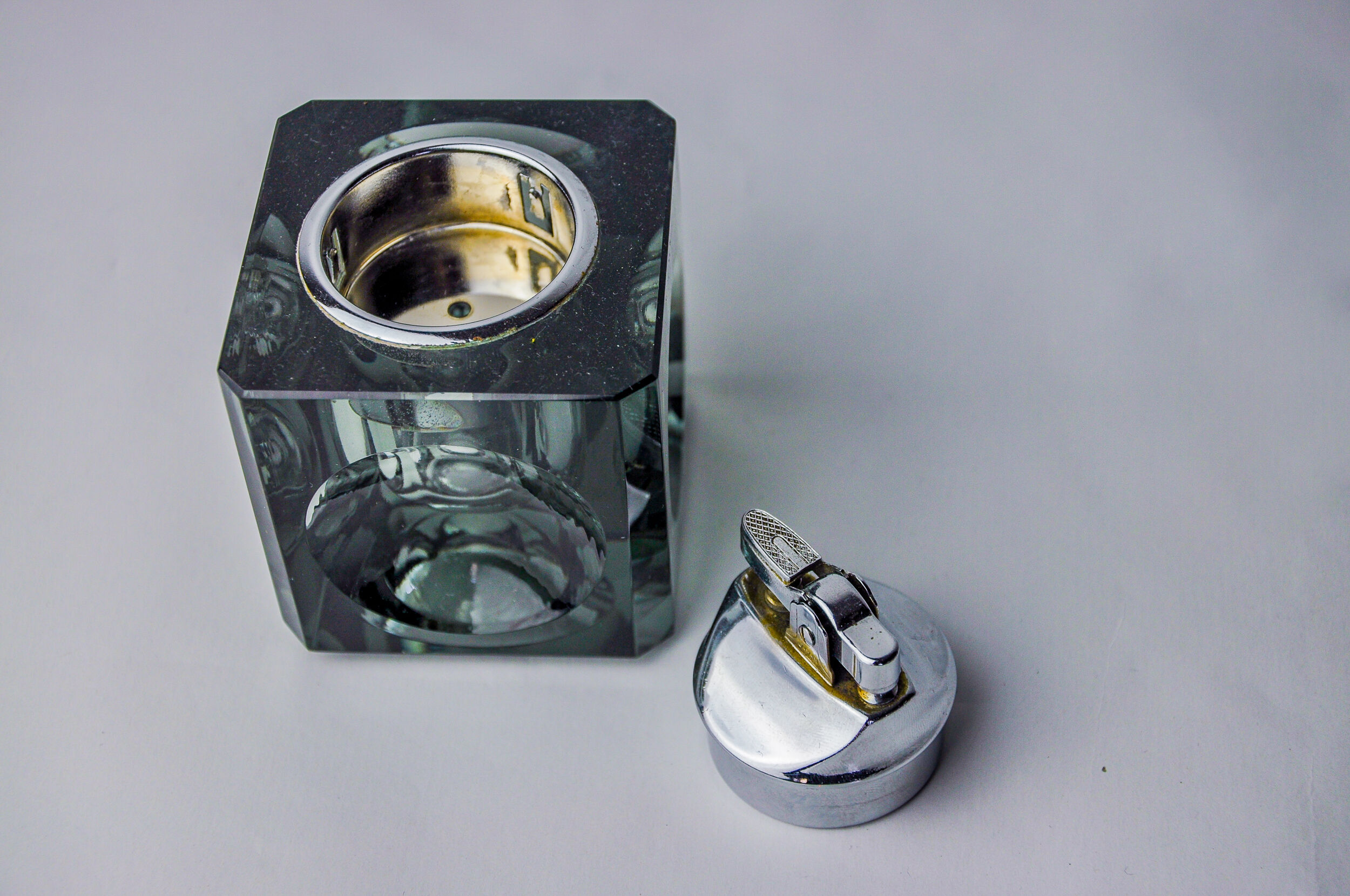 Black ice lighter by Antonio Imperatore, murano glass, Italy, 1970