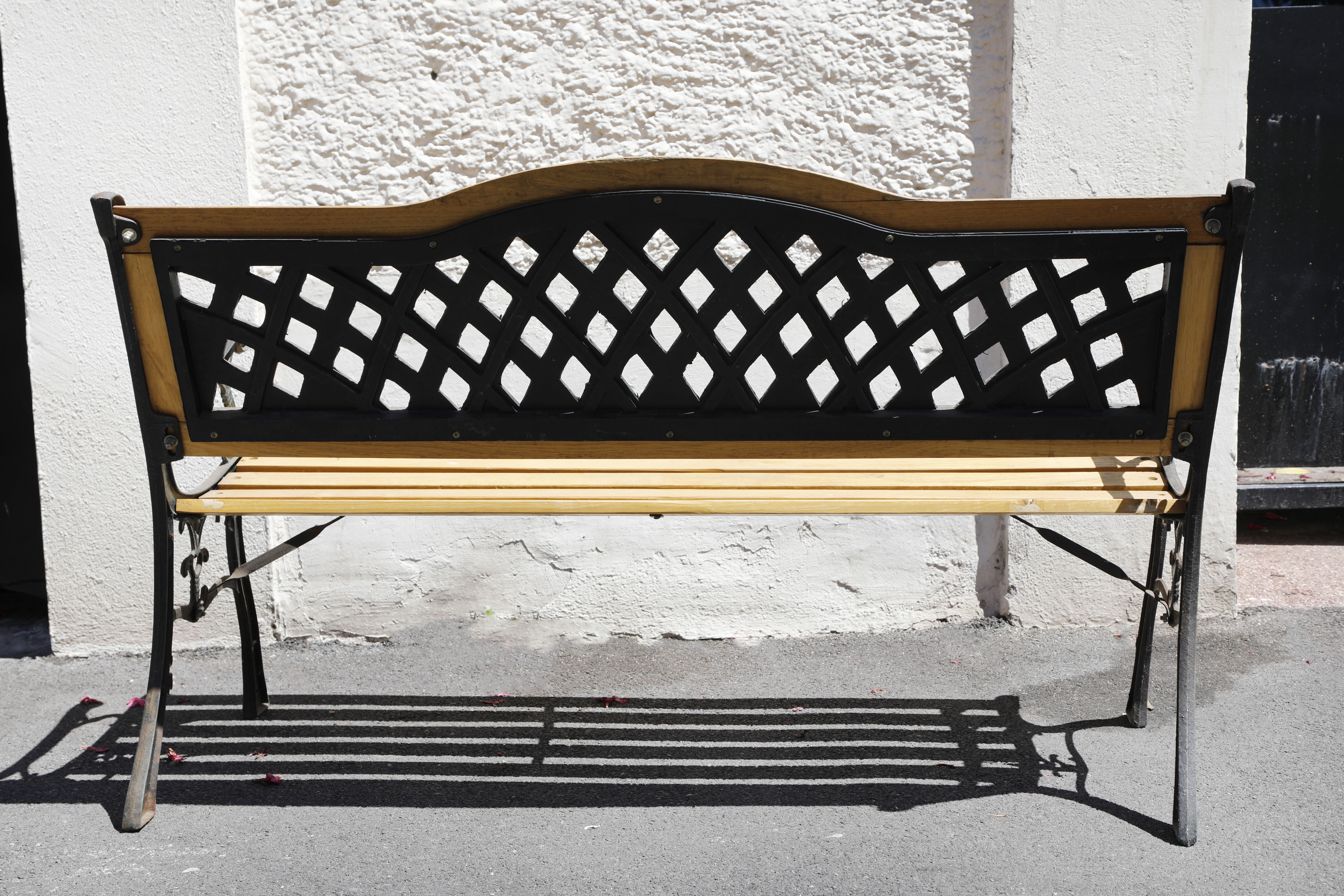 Wood and cast iron garden bench