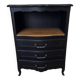 Chiffonnier en bois brut et peint en noir