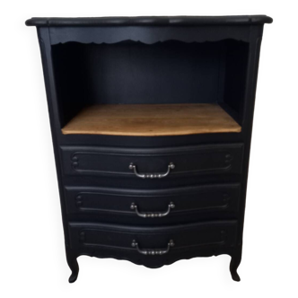 Chest of drawers in raw wood and painted black
