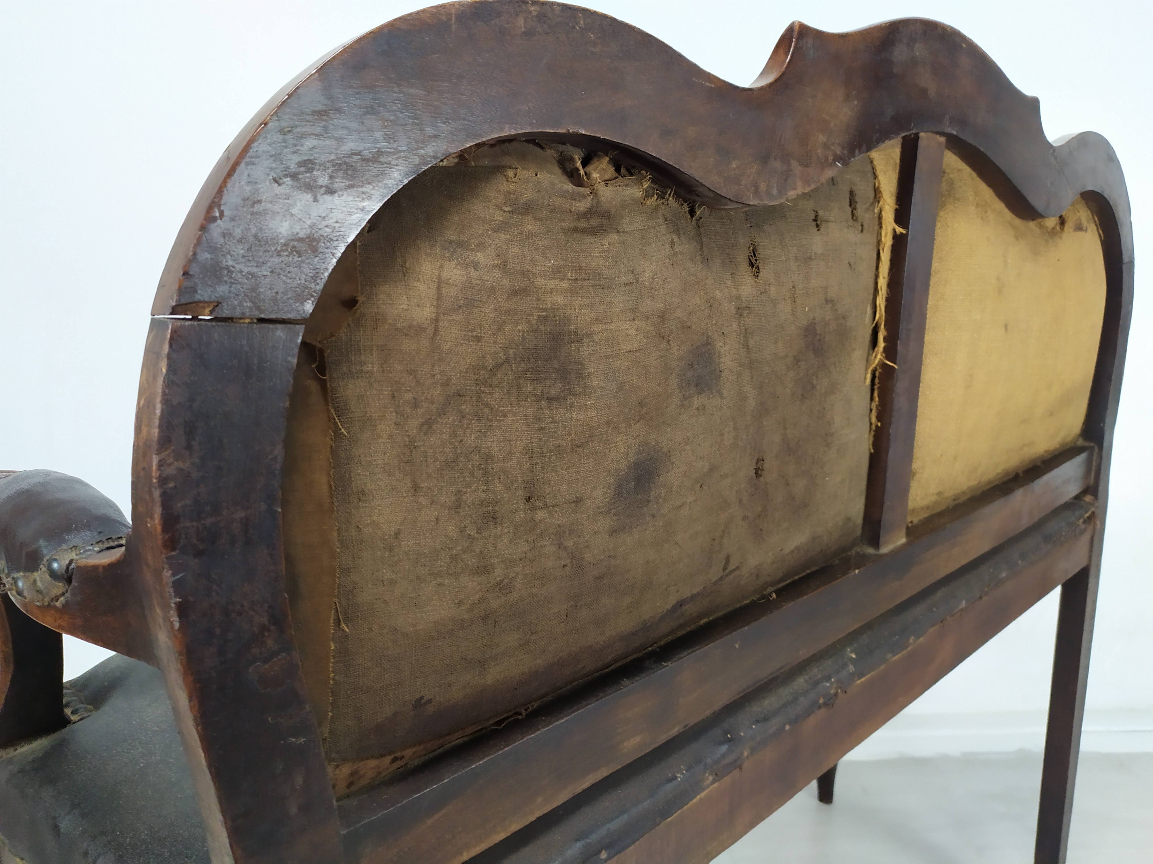 Leather bistro bench