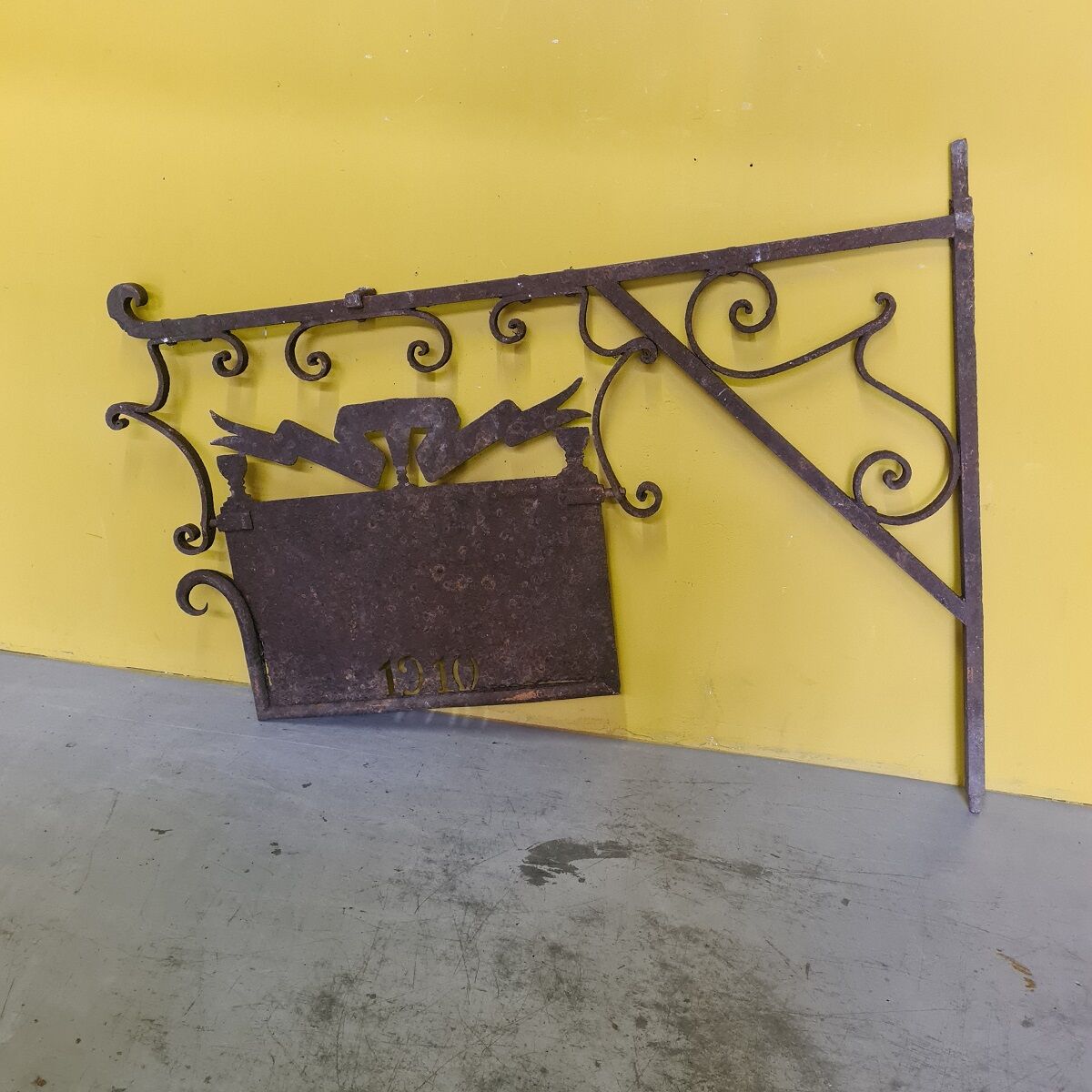 Antique French Wrought Iron Shop Signboard from 1910