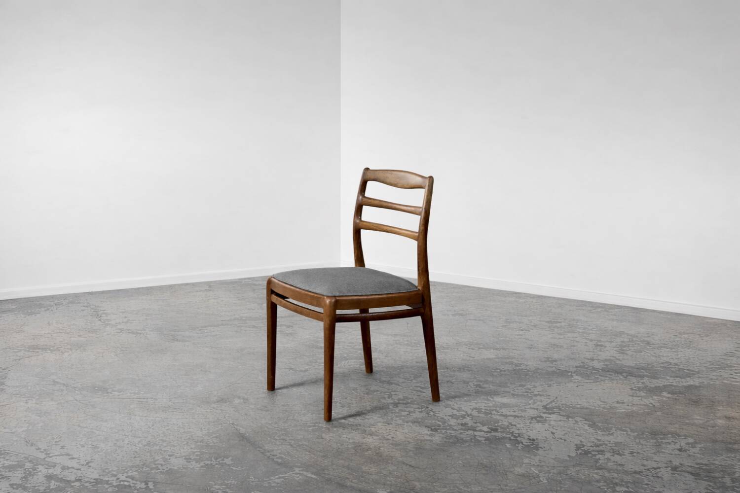 Vintage Mid-Century Danish Modern Elegant Teak & Grey Fabric Chairs, 1960s