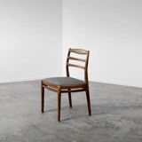 Vintage Mid-Century Danish Modern Elegant Teak & Grey Fabric Chairs, 1960s