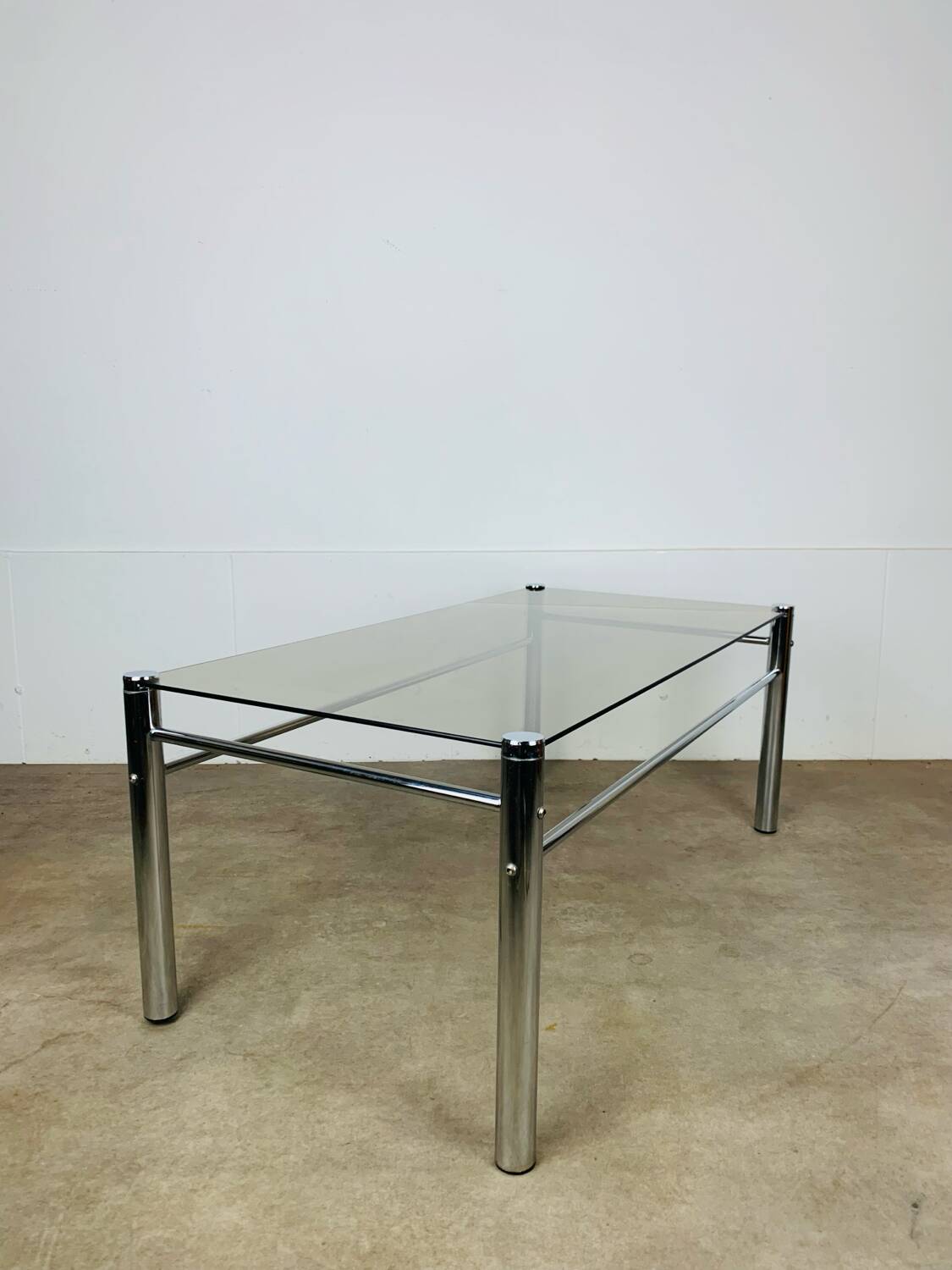 Chrome and smoked glass coffee table, 1970s