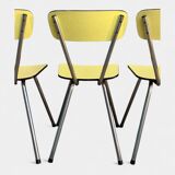 Chaises Formica jaune  pieds compas 1950