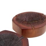 Organic modern set of 2 wood ashtrays, France 1970s