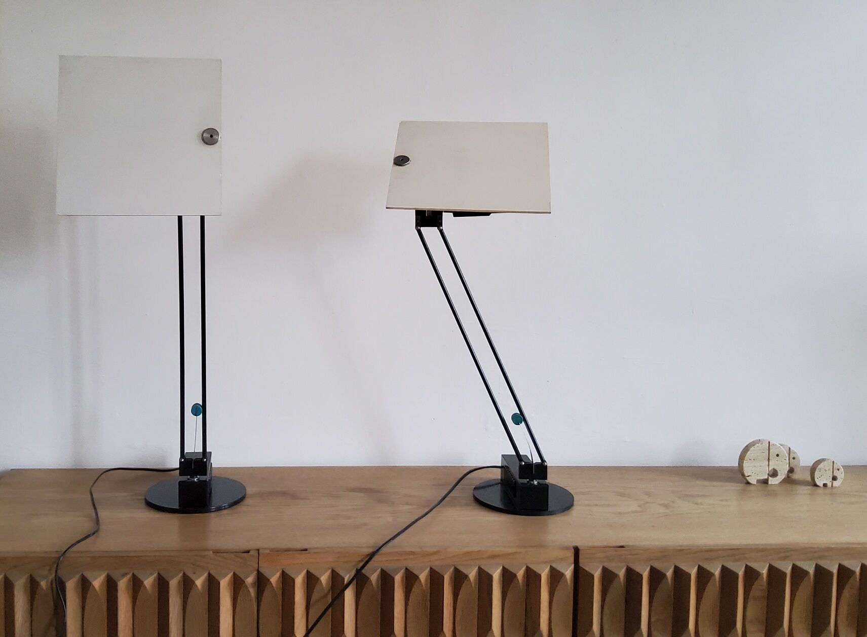 Pair of vintage w&o model lamps by Ketoff for aluminor, 1980s