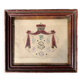 Tableau ancien, blason peint à la main, armoiries, XIXème